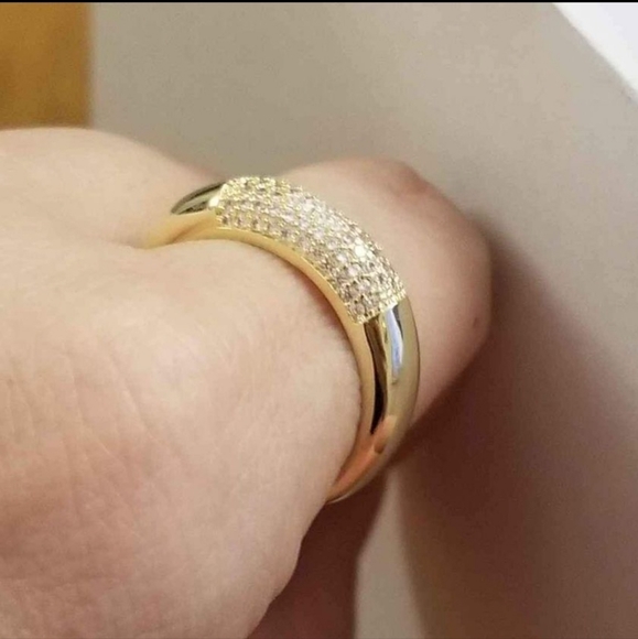 New 18K Gold Plated Diamond Band Ring for Women - Picture 7 of 9